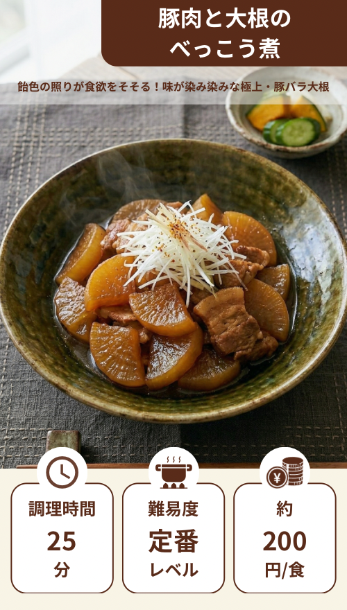 豚肉と大根のべっこう煮