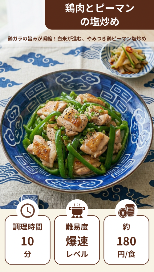 鶏肉とピーマンの塩炒め
