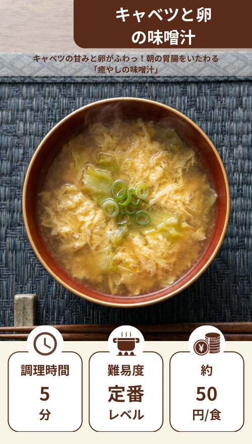 キャベツと卵の味噌汁